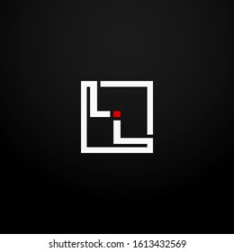 Initial letter LL linked square logo white and red color. Corporate identity design template element. Industry, finance, bank logotype. Square group, technology interaction, network integrate concept.