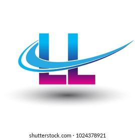 initial letter LL logotype company name colored blue and magenta swoosh design. vector logo for business and company identity.
