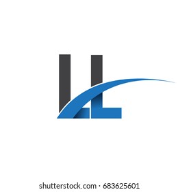 initial letter LL logotype company name colored blue and grey swoosh design. vector logo for business and company identity.
