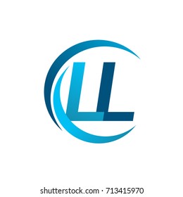 initial letter LL logotype company name blue circle and swoosh design. vector logo for business and company identity.