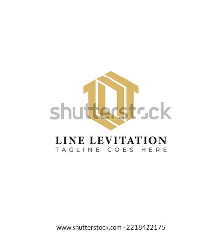 Initial letter LL mirror, minimalist line art hexagon shape logo, gold color