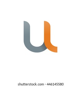 initial letter ll modern linked circle round lowercase logo orange gray