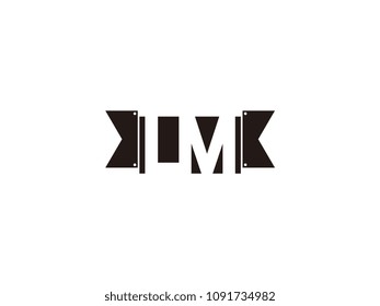 Initial letter lm black ribbon logo design