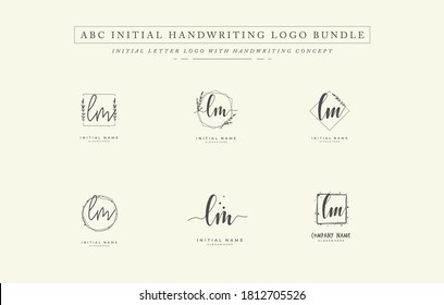 Initial letter LM bundle for identity and logo. Vector logo template with handwriting and signature style.