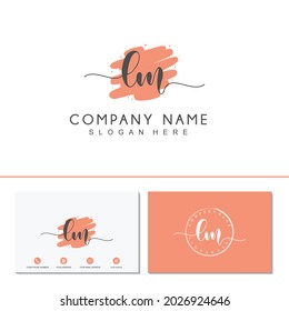 Initial letter LM calligraphy handwritten logo. Feminine logo collections and business card template. handwriting logo of initial signature, wedding, fashion, floral and botanical.