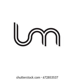 Initial letter lm, linked outline rounded lowercase, monogram black