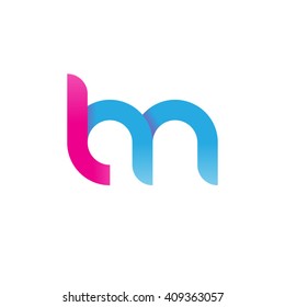 initial letter lm linked round lowercase logo pink blue