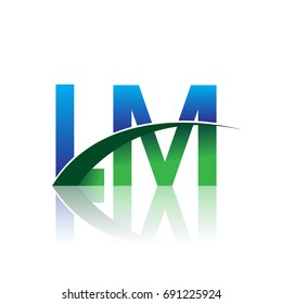 initial letter LM logotype company name colored blue and green swoosh design. vector logo for business and company identity.
