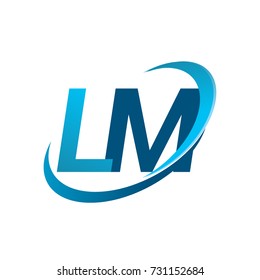 initial letter LM logotype company name colored blue swoosh design concept. vector logo for business and company identity