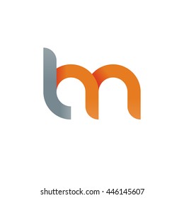 initial letter lm modern linked circle round lowercase logo orange gray