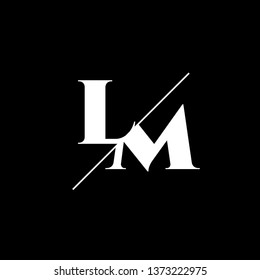 Initial Letter LM Monogram Sliced. Logo template isolated on black background