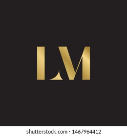 Initial letter lm uppercase modern logo design template elements. Gold letter Isolated on black  background. Suitable for business, consulting group company.