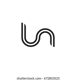 Initial letter ln, linked outline rounded lowercase, monogram black