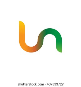 initial letter ln linked round lowercase logo orange green