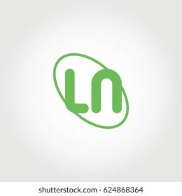 initial letter ln logo green on white background