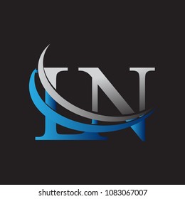 initial letter LN logotype company name colored blue and grey swoosh design. vector logo for business and company identity.