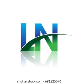initial letter LN logotype company name colored blue and green swoosh design. vector logo for business and company identity.
