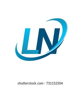 initial letter LN logotype company name colored blue swoosh design concept. vector logo for business and company identity.