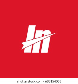 initial letter ln white flat logo vector in red background