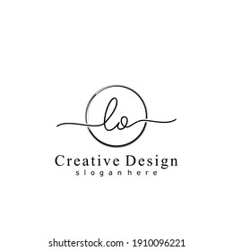 Initial letter LO calligraphy handwritten logo. Handwritten alphabet in the logo template. Letters and Alphabet for your logo design.