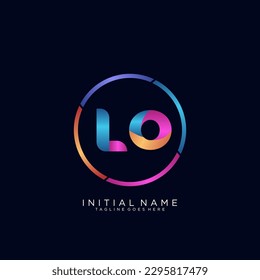 Initial letter LO curve rounded logo, gradient vibrant colorful glossy 