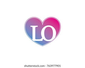 the initial letter LO in the heart symbol as a logo, sign and decoration