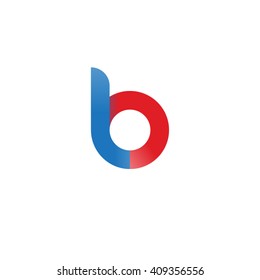 initial letter lo linked round lowercase logo blue red