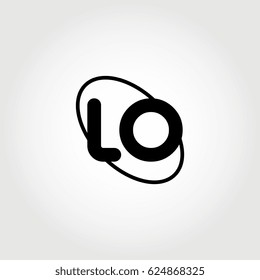 initial letter lo logo black on white background