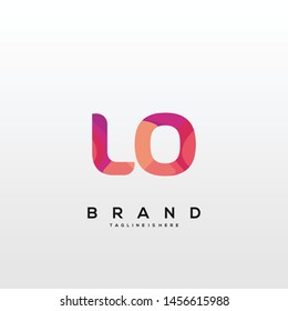 Initial letter LO logo with colorful background, letter combination logo design for creative industry, web, business and company. - Vector