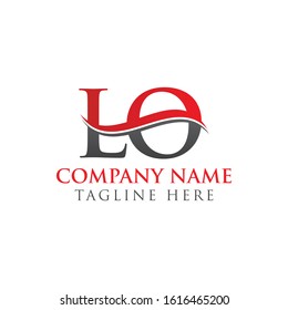 Initial Letter LO Logo Design Red And Black Vector Template. Linked Letter LO Vector Illustration
