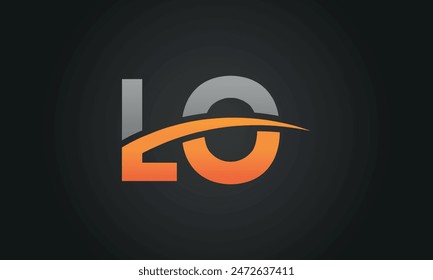 Initial Letter LO Logo Design With Swoosh. Creative And Modern LO Logo Design on Black Background.