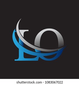 initial letter LO logotype company name colored blue and grey swoosh design. vector logo for business and company identity.