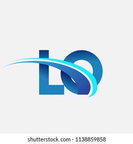 initial letter LO logotype company name colored blue and swoosh design. vector logo for business and company identity.

