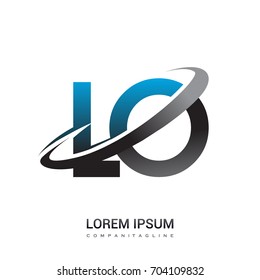 initial letter LO logotype company name colored blue and grey swoosh design. logo design for business and company identity.