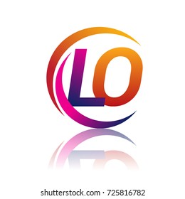 initial letter LO logotype company name orange and magenta color on circle and swoosh design. vector logo for business and company identity.