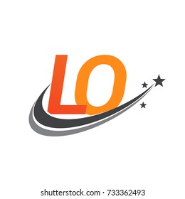 initial letter LO logotype company name colored orange and grey swoosh star design. vector logo for business and company identity.