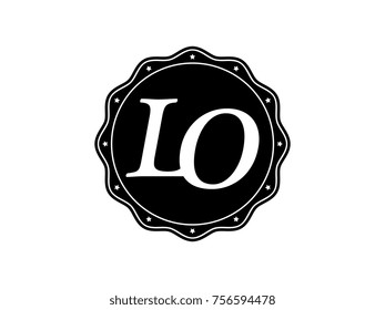 Initial letter LO monogram logo black seal stamp lace