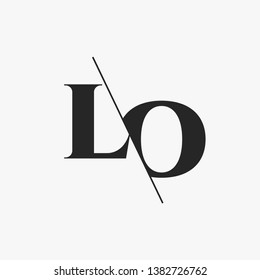 Initial Letter LO Monogram Sliced. Modern logo template isolated on gray background