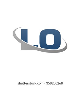 initial letter LO swoosh ring company logo blue gray