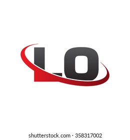 initial letter LO swoosh ring company logo red black