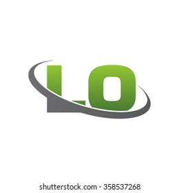 initial letter LO swoosh ring company logo green gray