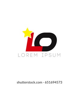 Initial letter lo yellow star logo red black