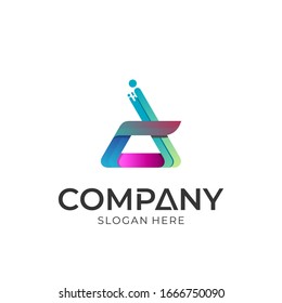 Initial letter A logo, 3d gradient color style