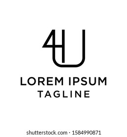 initial letter logo 4U, U4 logo template