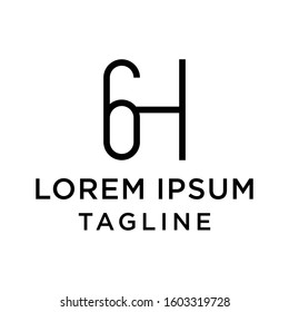 initial letter logo 6H, H6 logo template