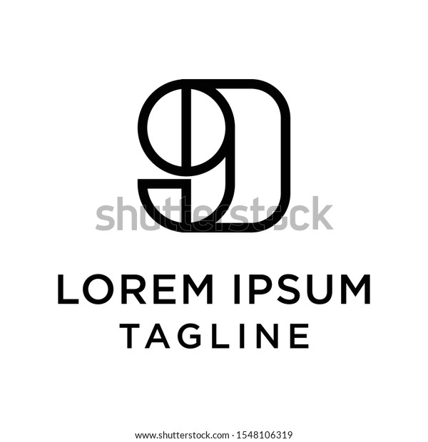 Initial Letter Logo 9d D9 Logo Stock Vector Royalty Free