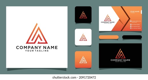 logotipo de letra inicial A, diseños de plantillas de logotipo con plantilla de diseño de tarjeta de visita