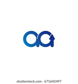 initial letter logo aa arrow rounded lowercase blue