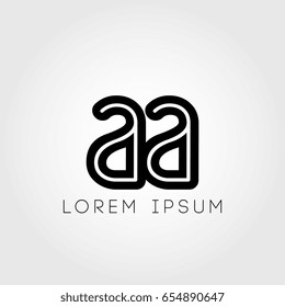 initial letter logo aa outline lowercase black logotype