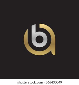 initial letter logo ab, ba, b inside a rounded lowercase logo gold silver